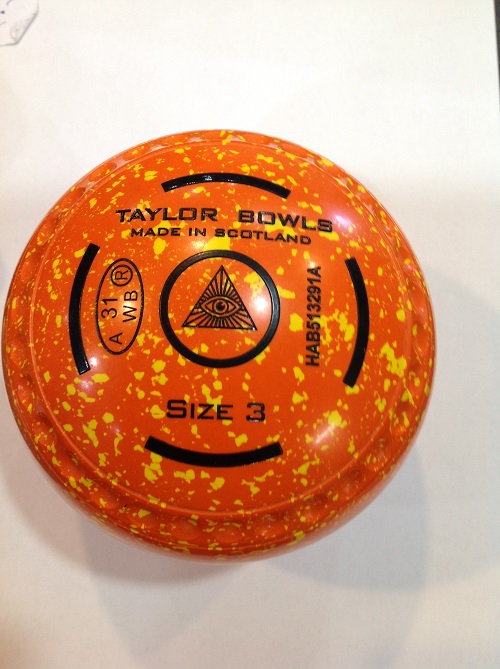 SR 3 heavy grip, orange with yellow speckles, stamped 31, T163640